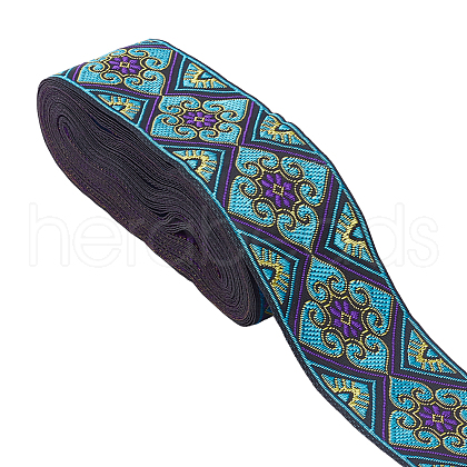 Polyester Jacquard Flower Ribbon for Garment Accessories OCOR-WH0097-24B-1