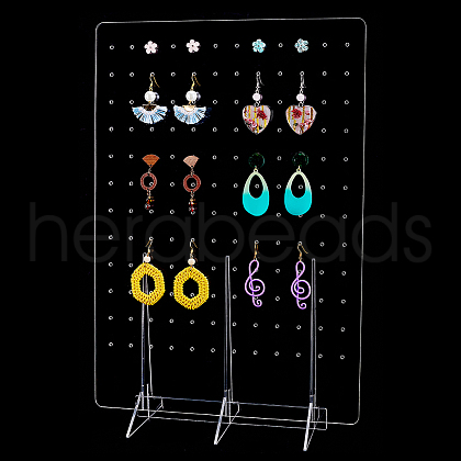Transparent Acrylic Slant Back Earring Display Stands EDIS-WH0029-94-1
