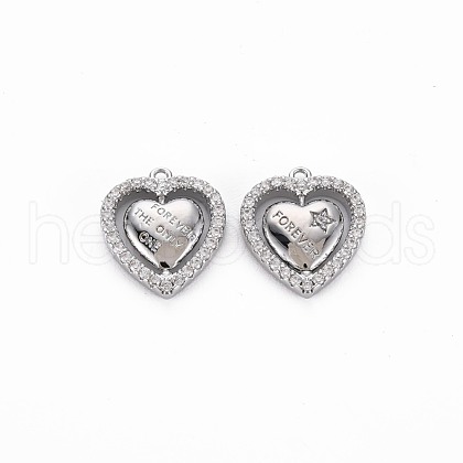 Brass Micro Pave Clear Cubic Zirconia Charms KK-S356-737-1