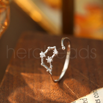 925 Sterling Silver Micro Pave Clear Cubic Zirconia Cuff Rings FS-WG4CDD9-05-1