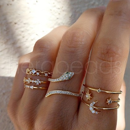 Mixed Style Alloy Rhinestone Cuff Rings FS-WG24D27-03-1