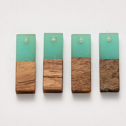 Transparent Resin & Walnut Wood Pendants X-RESI-S358-79B-B03-1