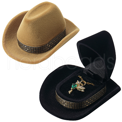 SUNNYCLUE 4Pcs 2 Colors Hat Velvet Jewelry Boxes CON-SC0001-19B-1
