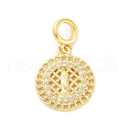 Brass Clear Cubic Zirconia European Dangle Pendants KK-D325-28G-07-1