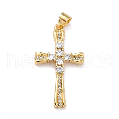Brass Micro Pave Clear Cubic Zirconia Pendants ZIRC-A021-12G-1