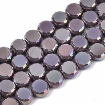 Electroplate Opaque Solid Color Glass Beads Strands EGLA-T020-07H-1