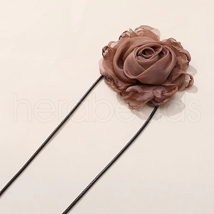 3D Flower Polyester Wrap Choker Necklaces for Women FS-WG577A7-05-1