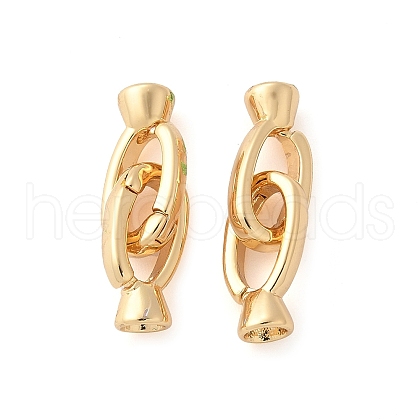 Oval Brass Fold Over Clasps KK-L289-005G-01-1