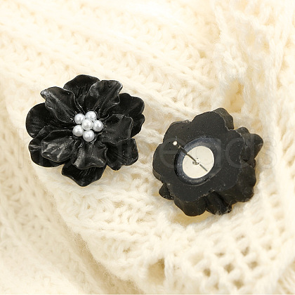 Flower Alloy Resin Stud Earrings FS-WG5AFB8-02-1