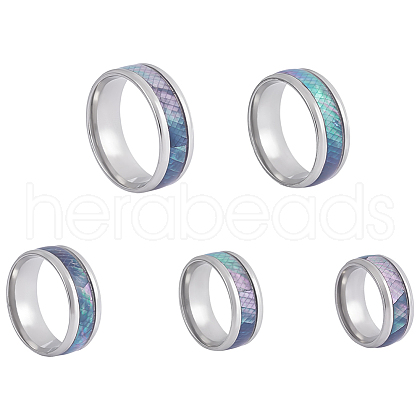 Unicraftale 5Pcs 5 Styles 201 Stainless Steel Finger Ring for Men RJEW-UN0002-98-1