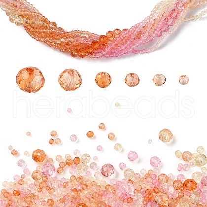 6 Styles Gradient Color Transparent Painted Glass Beads Strands DGLA-YW0001-28T-1