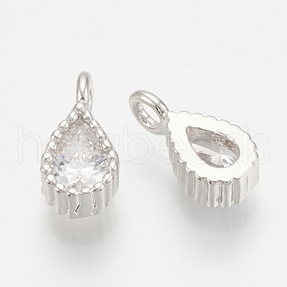 Brass Cubic Zirconia Charms ZIRC-Q014-057P-1