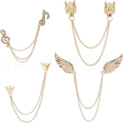 Fingerinspire 4Pcs 4 Style Safaty Chain Hanging Sweater Brooch Pin JEWB-FG0001-03-1