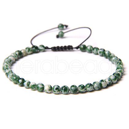 Adjustable Women's Dalmatian Jasper Beaded Bracelet CN3407-21-1
