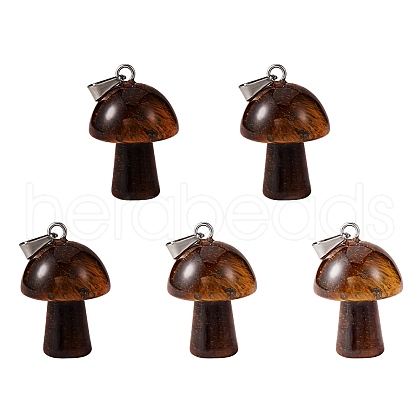 5Pcs Natural Tiger Eye Pendants G-SZ00001-87B-1