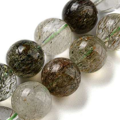 Natural Green Rutilated Quartz Beads Strands G-A219-A03-05-1