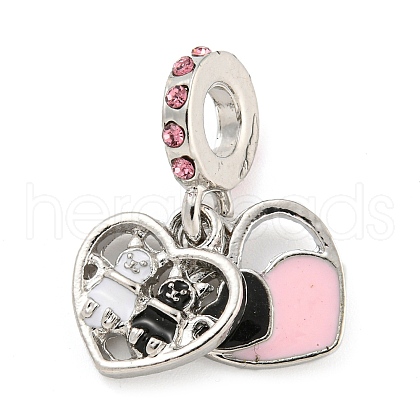 Rack Plating Alloy Enamel Heart European Dangle Charms FIND-B034-10P-1