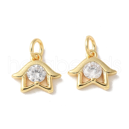 Brass Micro Pave Clear Cubic Zirconia Pendants KK-Q031-08G-1