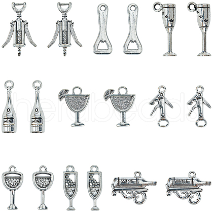 SUNNYCLUE 54pcs 9 styles Tibetan Style Alloy Pendants FIND-SC0010-71-1