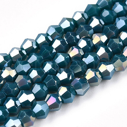 Opaque Solid Color Electroplate Glass Beads Strands X-EGLA-A039-P2mm-B18-1