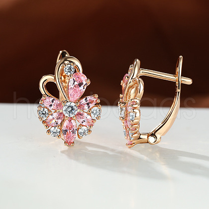 Brass Micro Pave Cubic Zirconia Hoop Earrings WG0C687-14-1
