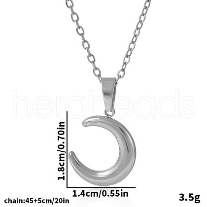 Stainless Steel New Moon Pendant Necklaces Women Fashion Minimalist Design Jewelry ZC9456-1-1