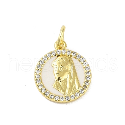 Brass Micro Pave Clear Cubic Zirconia Pendants KK-E111-46G-02-1