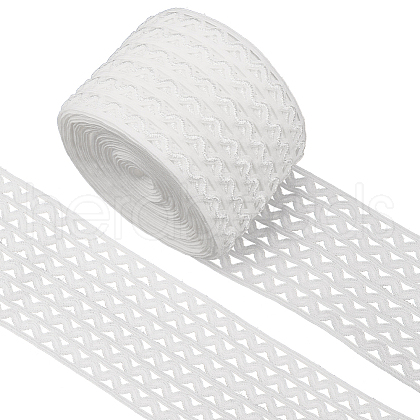 Gorgecraft 5M Flat White Color Polyester Wave Elastic Cord OCOR-GF0003-85B-1