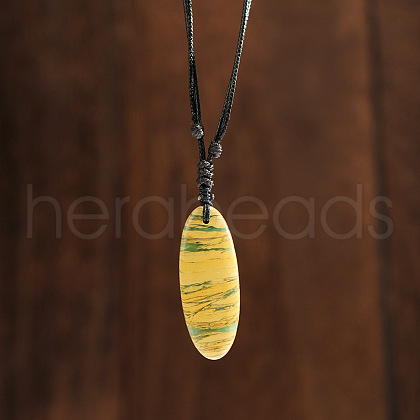 Bohemian Natural Verdite Stone Oval Pendant Necklaces WB6098-3-1