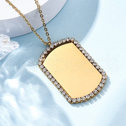 304 Stainless Steel Micro Pave Cubic Zirconia Pendant Necklaces for Women NJEW-Z065-08G-02-1