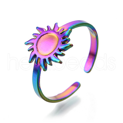 304 Stainless Steel Sun Cuff Rings RJEW-N038-116M-1