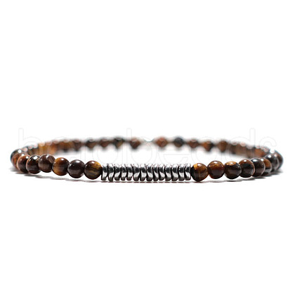 Natural Round Tiger Eye Beaded Bracxelets for Men OI5065-4-1