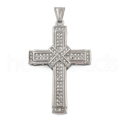 304 Stainless Steel Rhinestone Pendants STAS-G346-51P-1