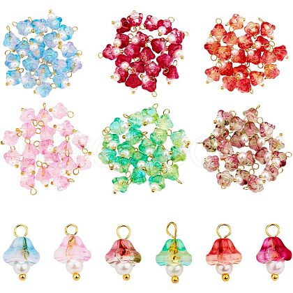 CHGCRAFT 120Pcs 6 Colors Electroplate Glass Charms FIND-CA0005-92-1