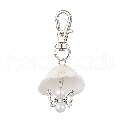 Angel Alloy & Natural Shell Pendant Decorations HJEW-JM02016-03-1