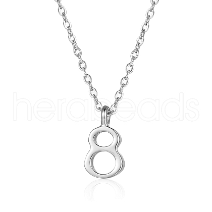 Stainless Steel Number 8 Pendant Necklaces for Women GN8119-2-1