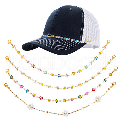 Brass Enamel Link Baseball Cap Chain AJEW-GO00028-1