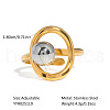 European Style Hollow Design Stainless Steel Beaded Adjustable Open Cuff Rings ZU9443-6-1
