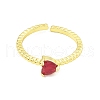 Mother's Day Rings Cubic Zircona Heart Open Cuff Ring RJEW-H103-05G-2
