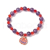 Halloween 8mm Round Natural Amethyst & Glass Beaded Stretch Bracelets BJEW-JB10701-1