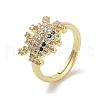 Real 18K Gold Plated Brass Pave Cubic Zirconia Adjustable Rings RJEW-M170-05G-01-1