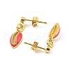 Shell Shape Real 18K Gold Plated Brass Dangle Stud Earrings EJEW-L269-057G-2
