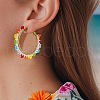 Bohemian Handmade Glass Seed Beads Oval Hoop Earrings JX6954-1-2