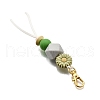Sunflower Silicone & Natural Wood Beads Pendant Decorations HJEW-JM03080-5