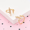 Brass Micro Pave Clear Cubic Zirconia Cuff Rings for Women KK-T074-22G-1