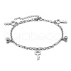 Key and Round Ball Charm 304 Stainless Steel Cable Chain Anklets for Women FS-WGBFDD0-02-1