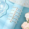5Pcs 5 Styles Natural Freshwater Shell with Metal Moon Slice Charm Bracelets BJEW-JB11688-2-3