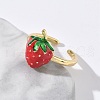 Brass Enamel Adjustable Cuff Rings for Women RJEW-G350-01A-G-2