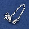 Brass Pave Clear Cubic Zirconia European Safety Chains with Charms KK-L236-15B-S-2