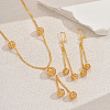 Alloy Hollow Round Beads Tassel Earrings & Necklaces Sets for Women DR9458-1